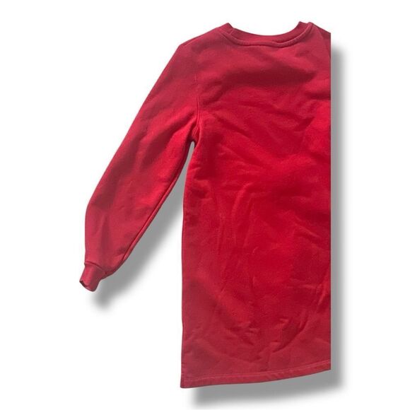 Mini Boden | EUC Brilliant Red Christmas Tree Cosy Appliqué Sweatshirt Dress 7 8 - Picture 6 of 6